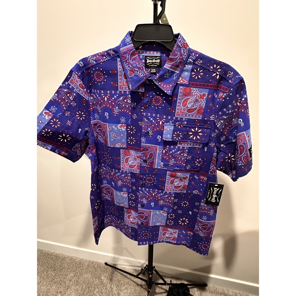 NWT Dogg Supply‎ Snoop Dogg Men's Shirt Blue Paisley Pattern Size XL